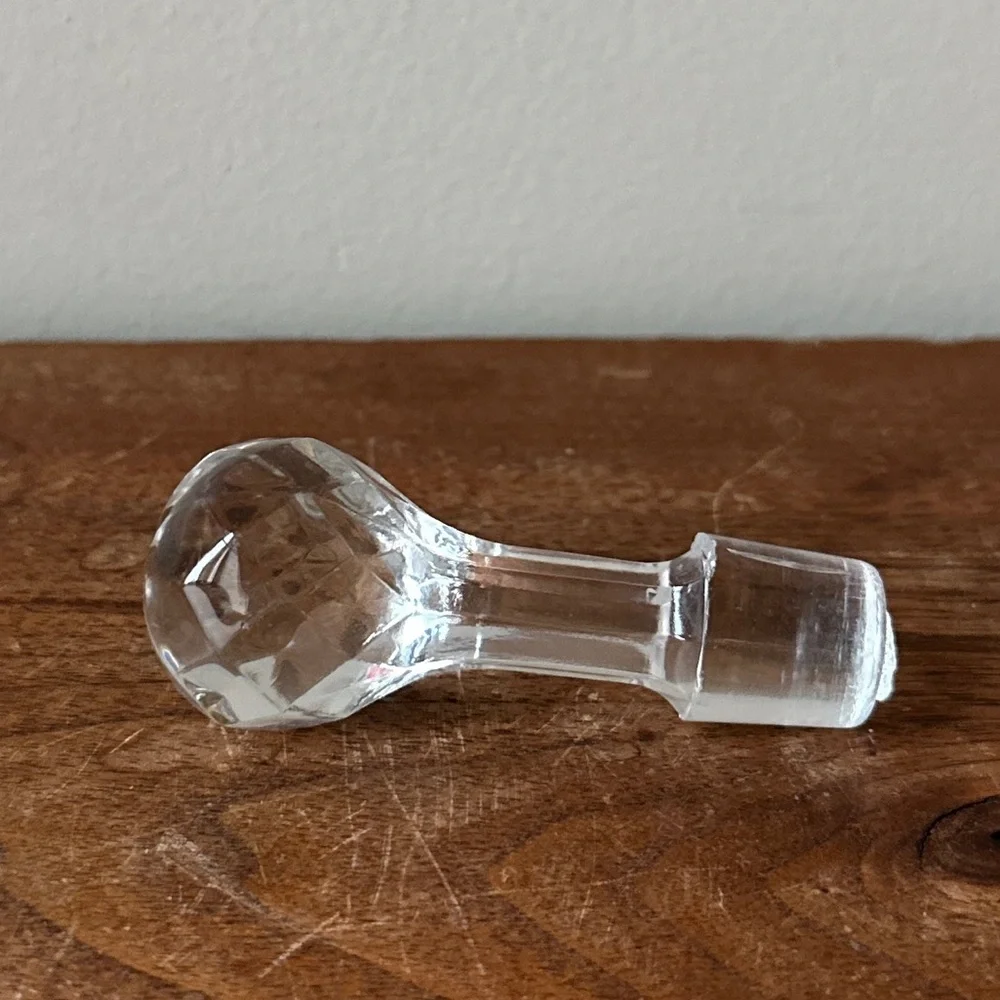 Mid Century Faceted Glass Bottle Stopper, Replacement Cruet Stopper VINTAGE